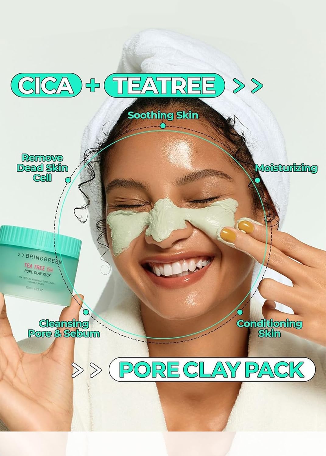 Bringgreen Tea Tree Pore Clay Pack - 120g - Image 2